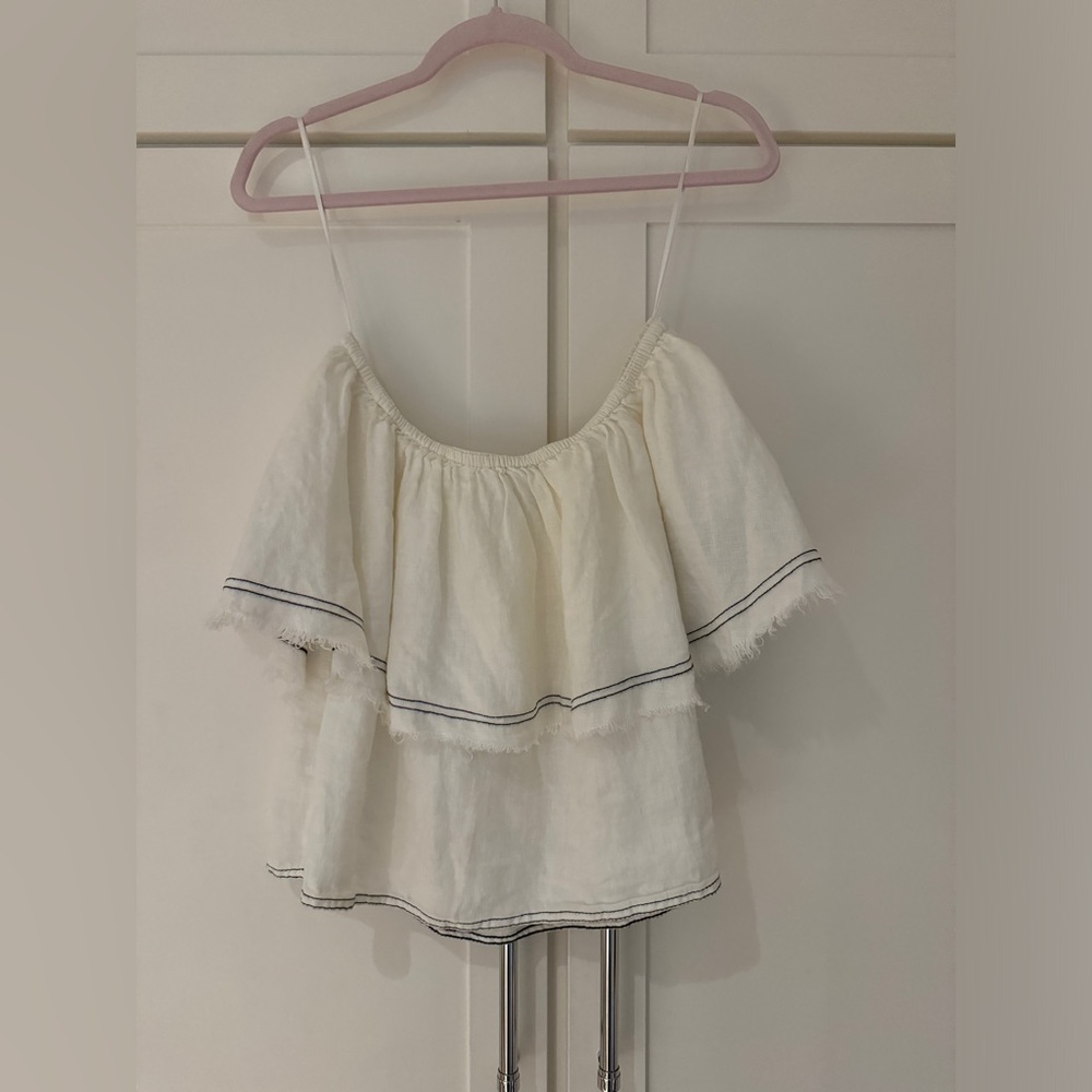 NWT Zara Off Shoulder White Linen Top XS
